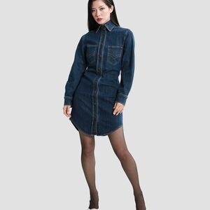 Agolde Dark Blue Long Sleeve Dress